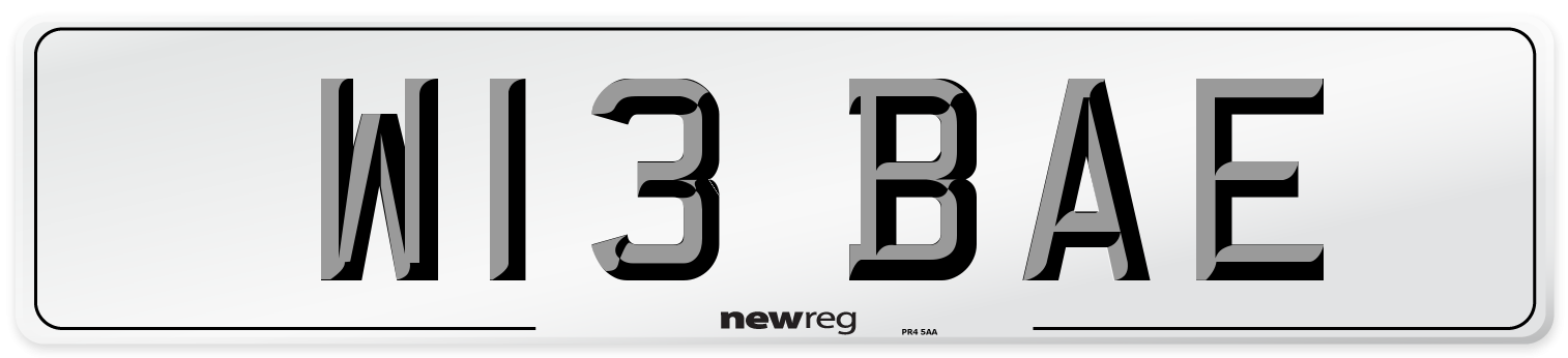 W13 BAE Number Plate from New Reg